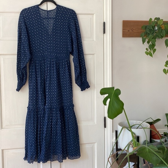 Ulla Johnson Paulette Blue Dress Cotton Size 2 Patterned Floral Ditsy Midi Dress - Picture 14 of 17